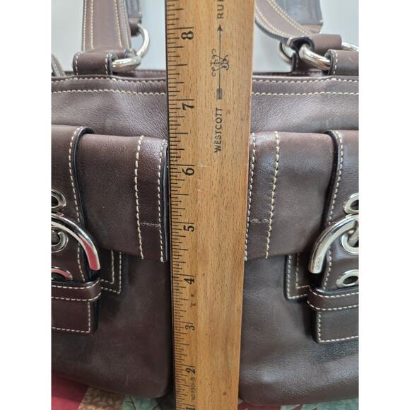 Vtg Coach Soho Luxury Satchel Purse Brown C0GZ-8A09 Double Handle Buckle Pockets - Picture 15 of 15